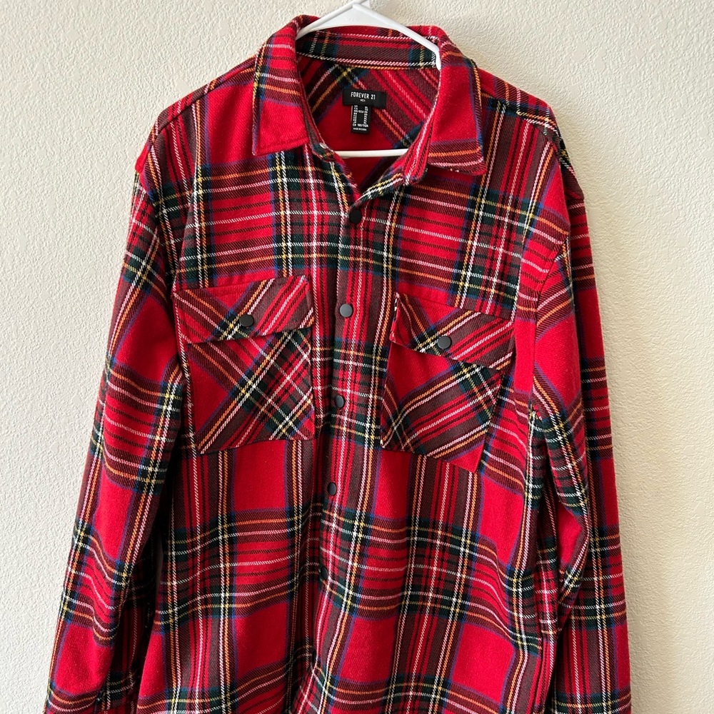 Red Plaid Button-Up Shirt
